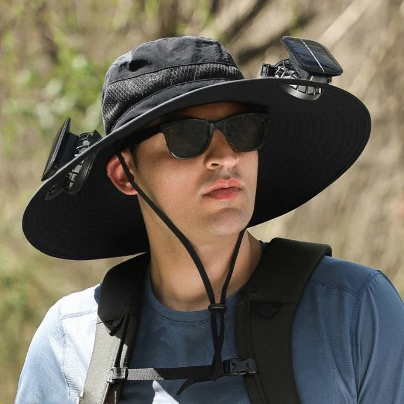 Solar 2 Fans Wide Brim Sun Hat