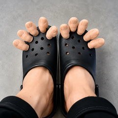 Quirky big-toe decoration for clogs
