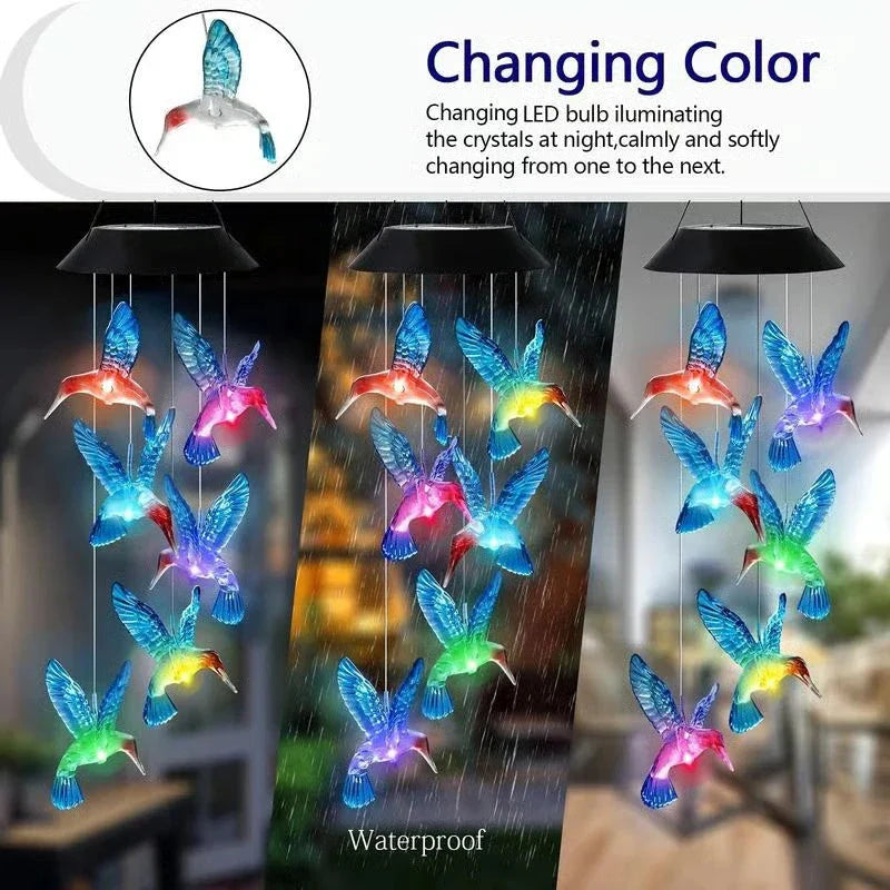 Enchanted Garden: Solar-Powered Color-Changing LED Wind Chimes New HomeGoods