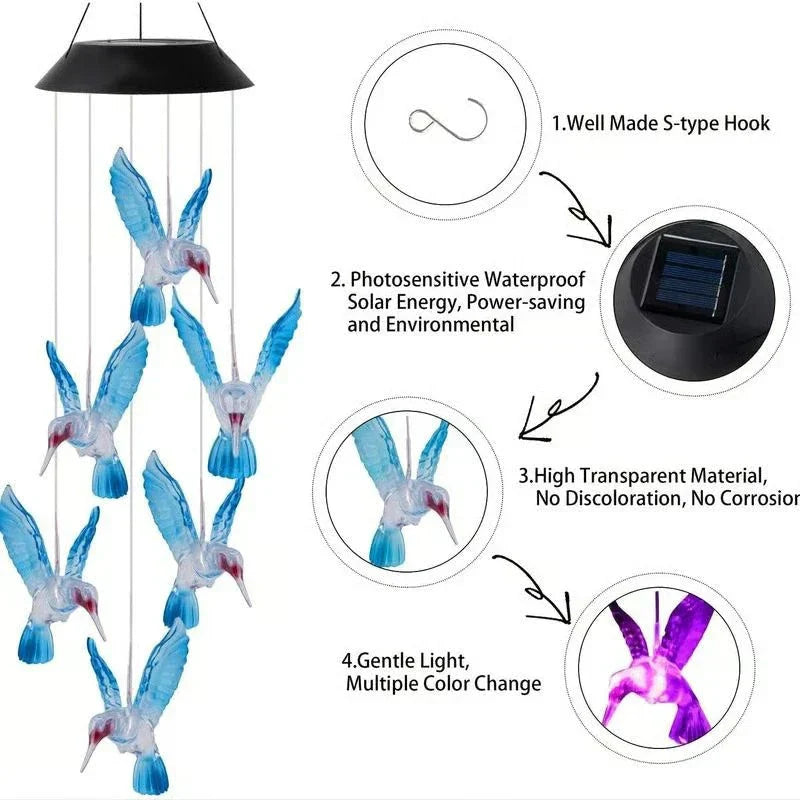 Enchanted Garden: Solar-Powered Color-Changing LED Wind Chimes New HomeGoods