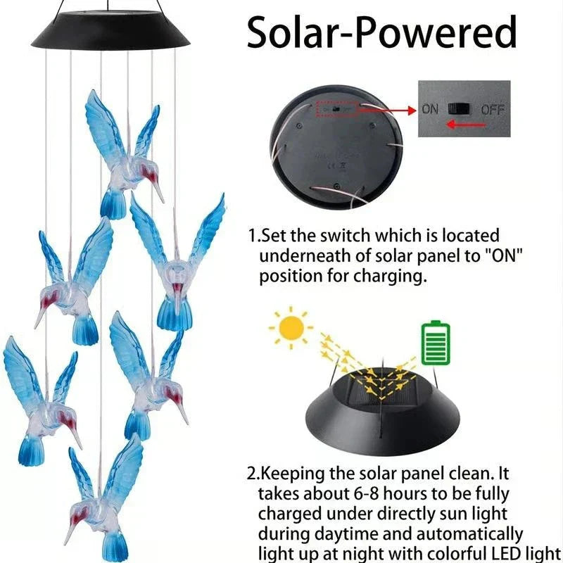 Enchanted Garden: Solar-Powered Color-Changing LED Wind Chimes New HomeGoods