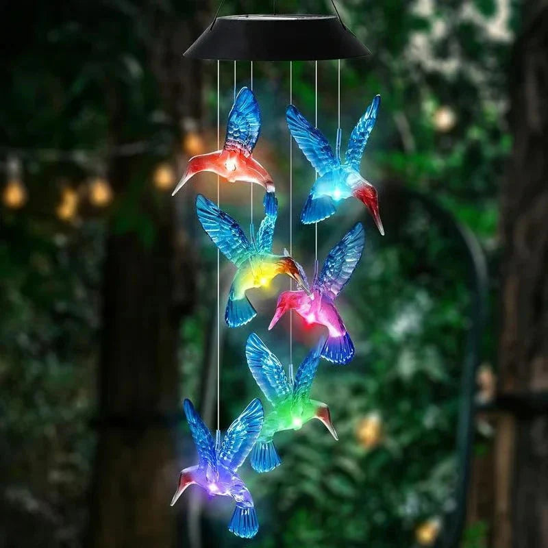 Enchanted Garden: Solar-Powered Color-Changing LED Wind Chimes New HomeGoods