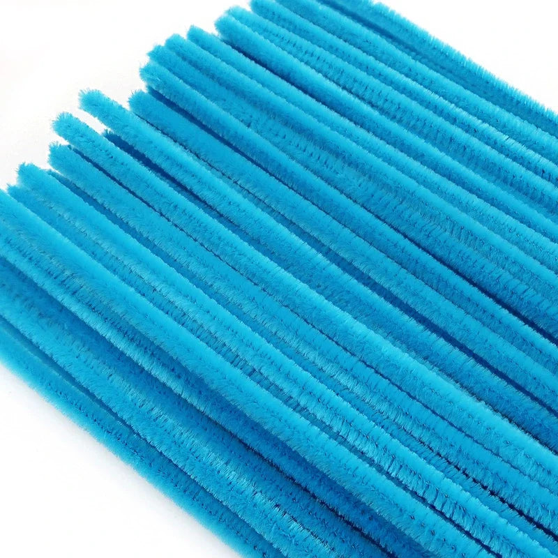 TOAOB 100pcs Lake Blue Pipe Cleaners Craft Supplies Chenille Stems | Pipe Cleaners 6mm x 12 Inch Fuz