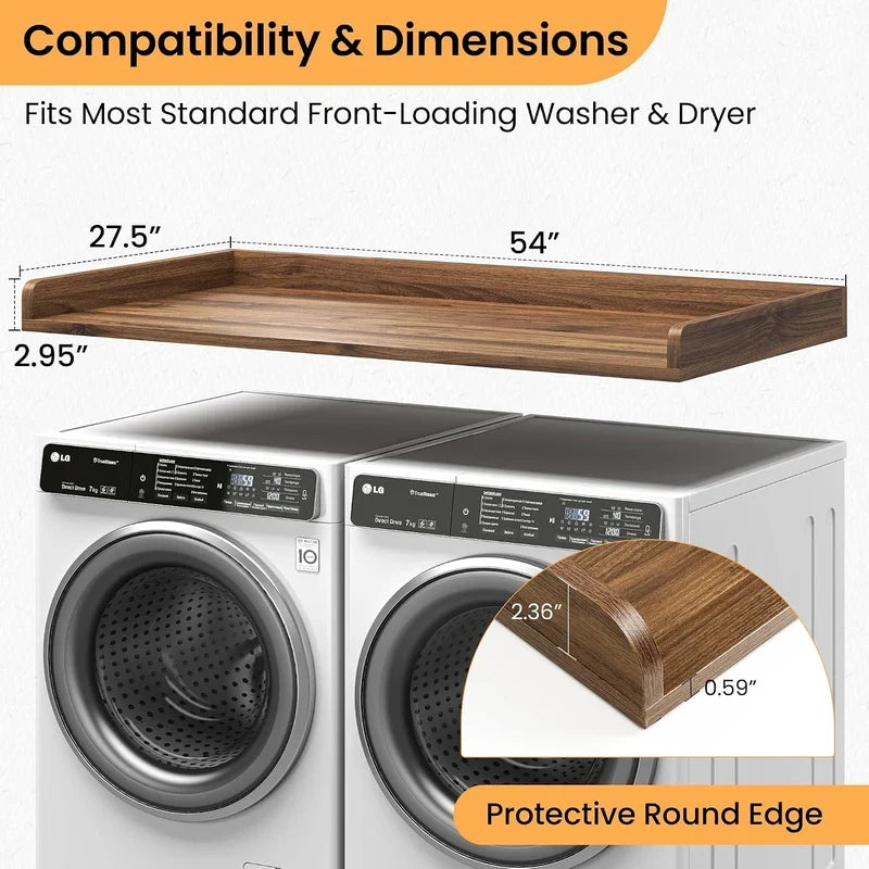 27.5x54 inch wooden washer dryer countertop fits most standard front loading laundry machines