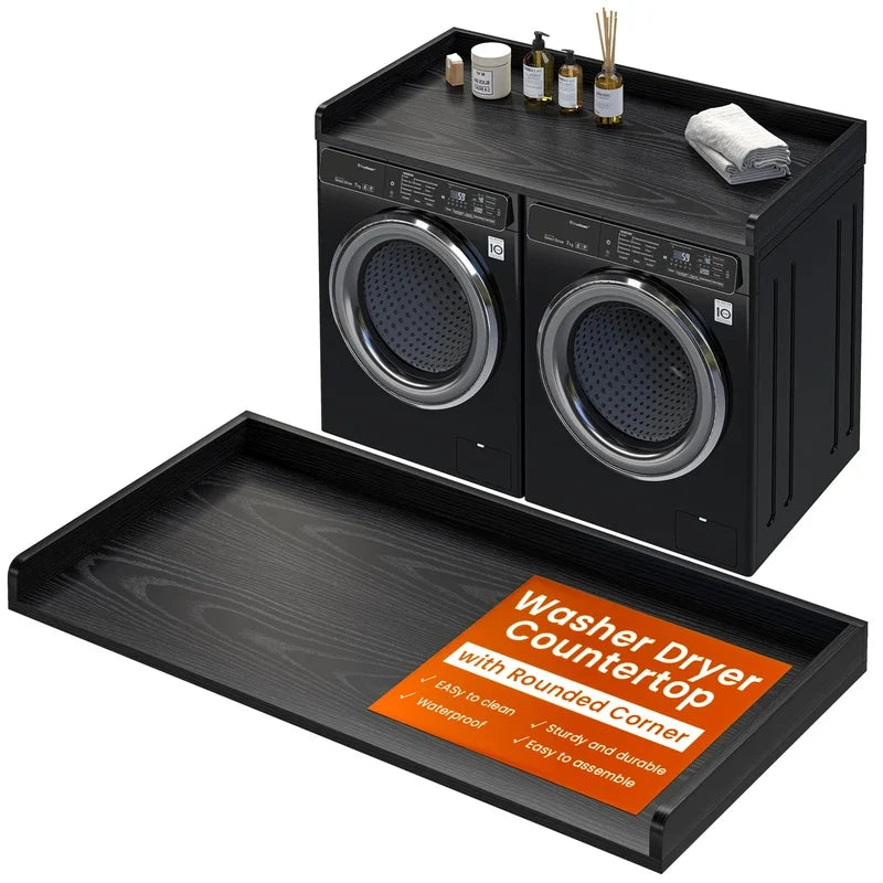 Washer Dryer Countertop, 27.5"x54" Wood Washer and Dryer Countertop with 2.95" Edge Rails, Laundry M