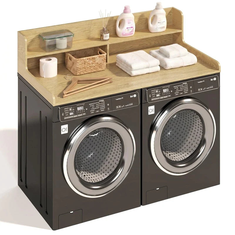 Washer Dryer Countertop, 27.5"x54" Wood Washer and Dryer Countertop with 2.95" Edge Rails, Laundry M