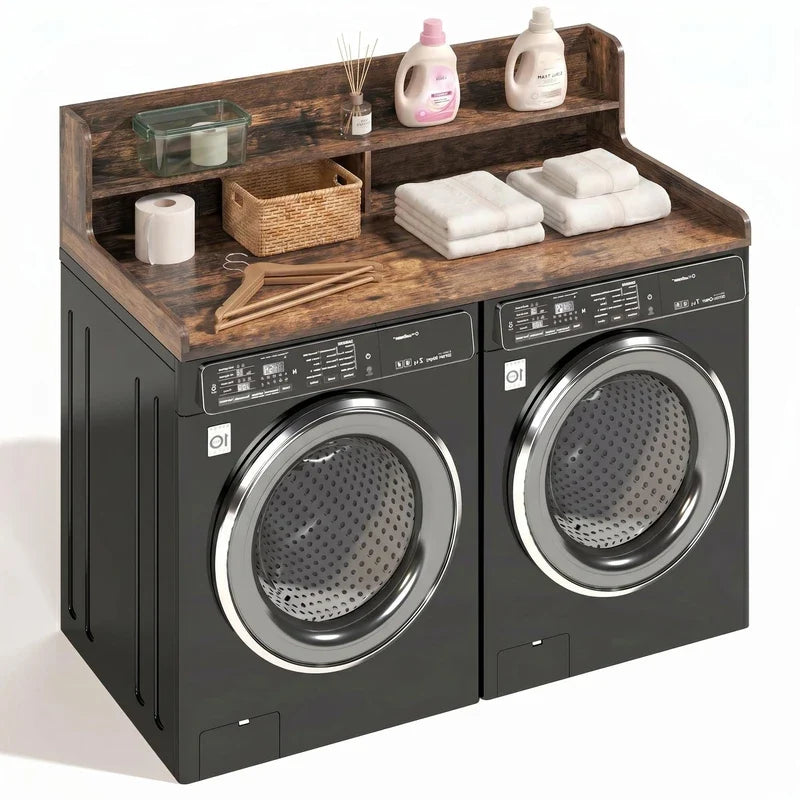 Washer Dryer Countertop, 27.5"x54" Wood Washer and Dryer Countertop with 2.95" Edge Rails, Laundry M