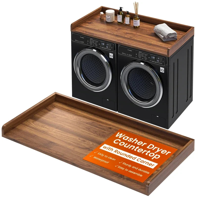 Washer Dryer Countertop, 27.5"x54" Wood Washer and Dryer Countertop with 2.95" Edge Rails, Laundry M
