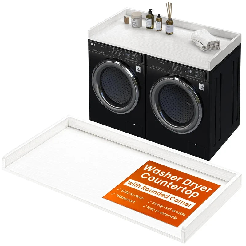 Washer Dryer Countertop, 27.5"x54" Wood Washer and Dryer Countertop with 2.95" Edge Rails, Laundry M