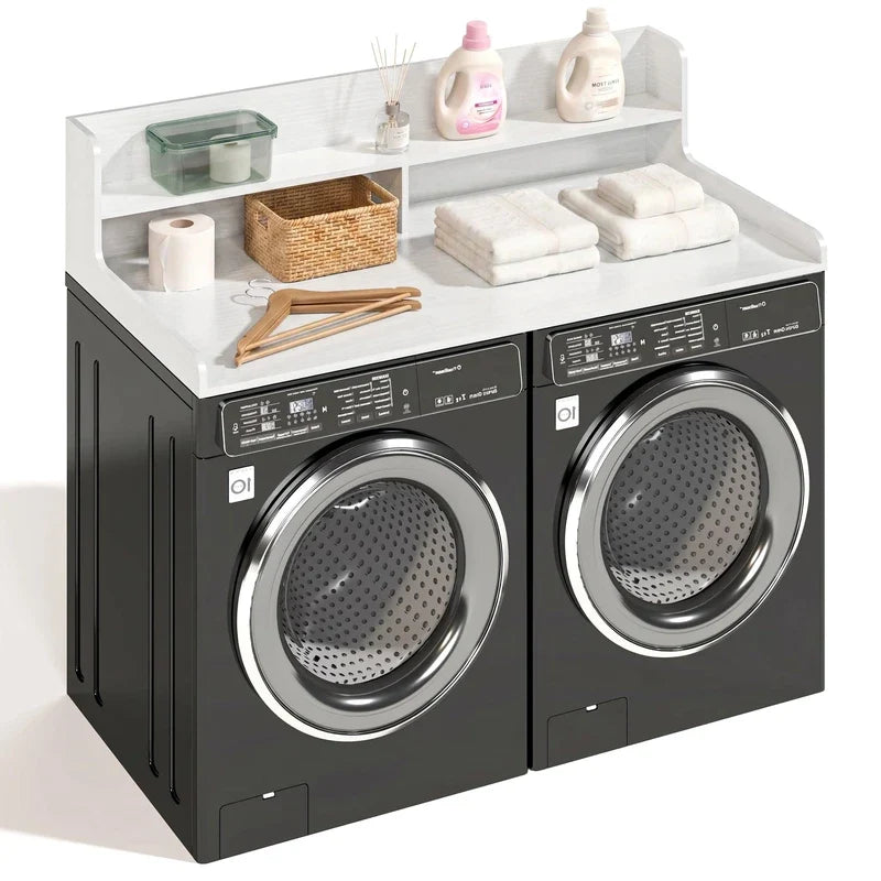 Washer Dryer Countertop, 27.5"x54" Wood Washer and Dryer Countertop with 2.95" Edge Rails, Laundry M