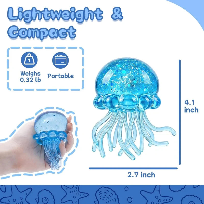 Show the compact size light weight and portable design of the jellyfish stress ball