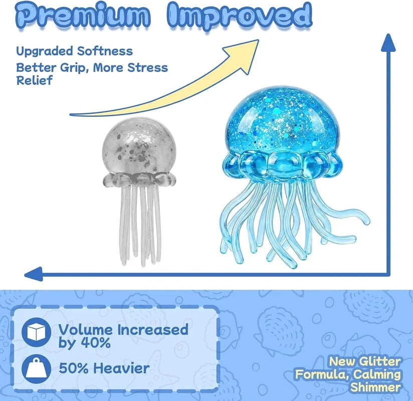 Compare upgraded new jellyfish fidget toy with old version show improved better performance