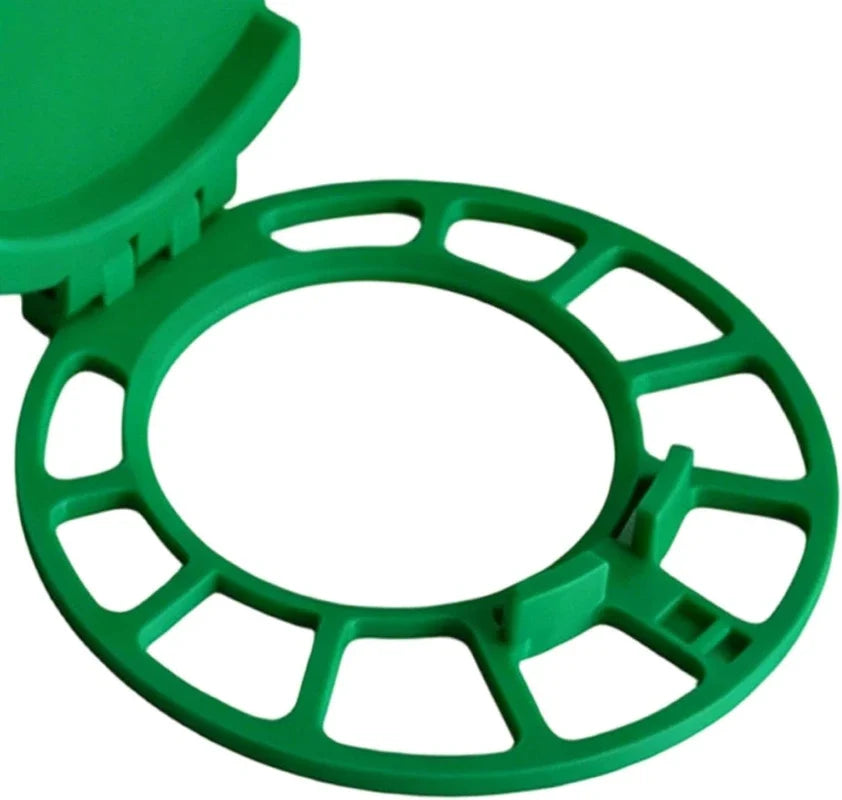 Close up detail view of the hollowed bottom tray of the green belt cup holder
