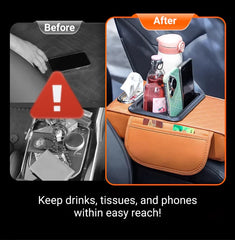 Multifunctional PU Leather Car Armrest Box Mat