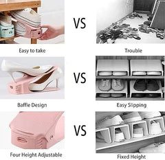 Adjustable double-layer shoe rack