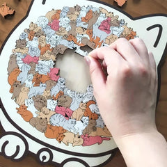 Colored Cat Shaped Wooden Jigsaw Puzzle - 135 Piece