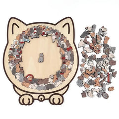 Colored Cat Shaped Wooden Jigsaw Puzzle - 135 Piece