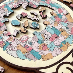Colored Cat Shaped Wooden Jigsaw Puzzle - 135 Piece