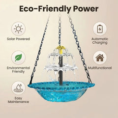 Solar Cascade Hanging Bird Bath Fountain-Free