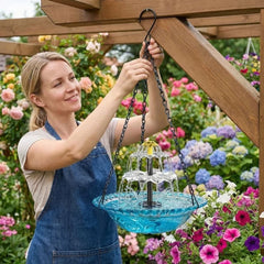 Solar Cascade Hanging Bird Bath Fountain-Free