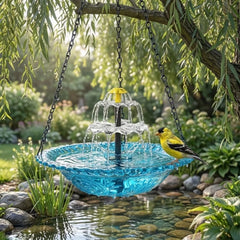 Solar Cascade Hanging Bird Bath Fountain-Free