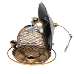 Squirrel-Proof Cat-Shaped Metal Bird Feeder