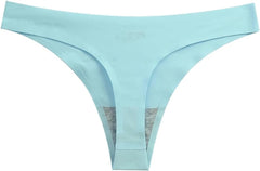 Women Thong Set - Soft Blue Silk Sexy Underwear for Ladies