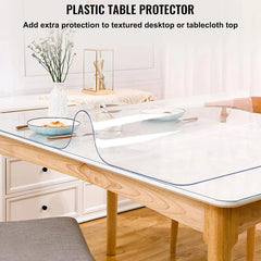 2mm Thick Waterproof PVC Table Protector 96x46 Inch - Clear Desk Cover for Office, Dining Room & Home