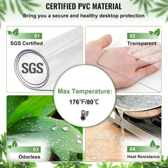 2mm Thick Waterproof PVC Table Protector 96x46 Inch - Clear Desk Cover for Office, Dining Room & Home