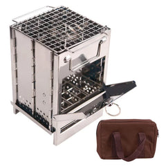 Portable Stainless Steel Wood Burning Camping Stove – Folding Picnic & BBQ Grill
