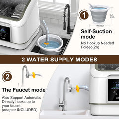 ICUIRE Portable Dishwasher – 7 Programs, PTC Air-Dry, Compact Design for Apartments & RVs