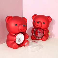 Teddy Bear with Preserved Rose Flower in Bear with Necklace and Gift Box