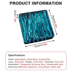 High Transparency Colored Glass Blocks Ice Crystal Textural Sided Glasses Bricks for Bathroom Bedroom Wall Partitions(Blue)