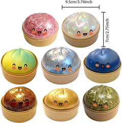 Giant Glitter Dumpling Squishy Toy with Steamer Basket