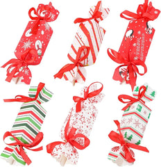 Christmas Candy Gift Boxes - 24pcs Festive Treat Bags with Red Ribbon