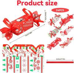 Christmas Candy Gift Boxes - 24pcs Festive Treat Bags with Red Ribbon