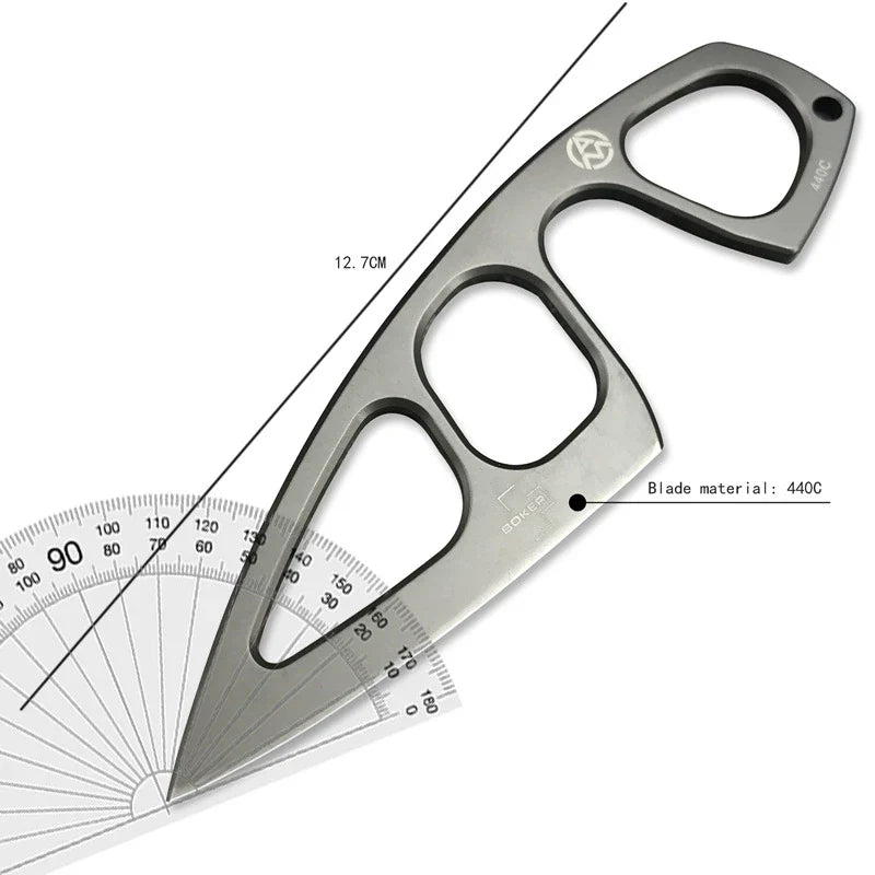Boker Plus GS226 Miltner Adams MA-2 Fixed Blade Knuckle Knife | 2.5" 440C Titanium Coated Blade
