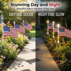 8 Pack Solar Star Lights/250th Anniversary Flag Light Set/ Patriotic LED Decoration Outside