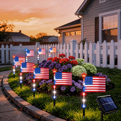 8 Pack Solar Star Lights/250th Anniversary Flag Light Set/ Patriotic LED Decoration Outside