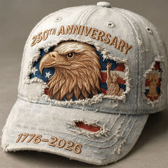 USA 250th Anniversary Commemorative Baseball Cap, Unisex Vintage Washed Cotton Snapback