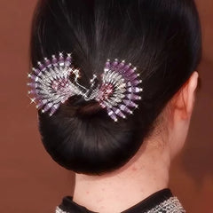 Diamond Feather Claw Clips/ Peacock Feather Plate