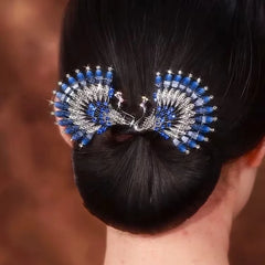 Diamond Feather Claw Clips/ Peacock Feather Plate