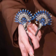 Diamond Feather Claw Clips/ Peacock Feather Plate