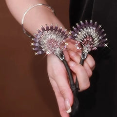 Diamond Feather Claw Clips/ Peacock Feather Plate