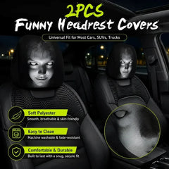 Funny Cartoon Car Headrest Covers – Universal Fit (2 Pack)