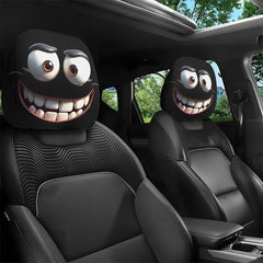 Funny Cartoon Car Headrest Covers – Universal Fit (2 Pack)