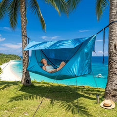 Lay Flat Waterproof Camping Hammock Tent with Mosquito Net & Rain Fly
